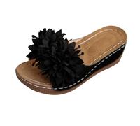 Women’s Elegant Flat Sandals Arch Support Slip-On Open Toe Thick Bottom Backless Cushioned Moulded Footbed Lightweight Beach Party Wedding Espadrille