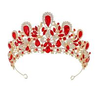 Women’S Elegant Pink Crystal Crown With A Water Drop Flower Motif A Luxury Tiara Hair Accessory For Brides And Princesses