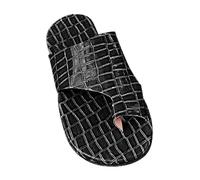 Women‘s Europe and The States Style Foreign Trade Large Size Set Toe Flat Bottom One Word Slippers Border Stone Pattern Open Toe Beach Sandals Slipper Womens Slippers Boots Size 9 (Black, 6)