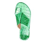 Women‘s Europe and The States Style Foreign Trade Large Size Set Toe Flat Bottom One Word Slippers Border Stone Pattern Open Toe Beach Sandals Slipper Womens Slippers Boots Size 9 (Green, 4.5)