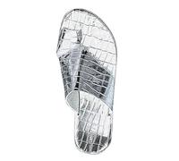 Women‘s Europe and The States Style Foreign Trade Large Size Set Toe Flat Bottom One Word Slippers Border Stone Pattern Open Toe Beach Sandals Slipper Womens Slippers Boots Size 9 (Silver, 4.5)