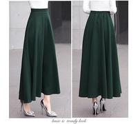 Women’s Fall Winter Wool High Waisted Plaid Long Skirt A-line Pleated Swing Maxi Skirts
