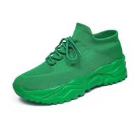 Women‘s Fashion Cusual Sneakers Lace-Up Casual Shoes Platform Leather Quick Drying Waterproof Rain Boots for Flat Feet Plantar Fasciitis Fitness Outdoor Green