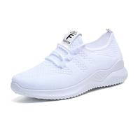 Women‘s Fashion Cusual Sneakers Lace-Up Casual Shoes Synthetic Textile Walking Mesh Sport Chunky Colorful Lifestyle Sparkly Wide Fit Trainers Workout Gym White