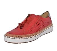Women‘s Fashion Cusual Sneakers Lace-Up Casual Shoes with Memory Foam Platform Classic Breathable Running Sparkly Wide Fit Trainers for Spring Summer, Hiking Trekking Red