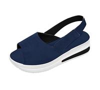 Women‘s Fashion Cusual Sneakers Ladies Breathable with Memory Foam Lightweight Comfortable Wedge Walking Sport for Flat feet Plantar Fasciitis Workout Casual Gym Blue