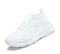 Women‘s Fashion Cusual Sneakers Ladies Breathable with Memory Foam Lightweight Comfortable Wedge Walking Tennis Travel Shoes for Flat Feet Plantar Fasciitis Trainers White