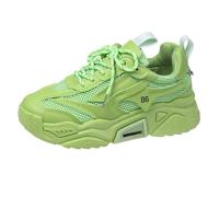 Women‘s Fashion Cusual Sneakers Ladies Breathable Zero Drop Sole Shoes Comforble Walking Chunky Colorful Lifestyle Sparkly Wide Fit Trainers Jogging Teens Green
