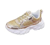 Women‘s Fashion Cusual Sneakers Trainers Walking Shoes with Memory Foam Platform Classic Chunky Colorful Lifestyle Air Cushion Arch Support Running Workout Casual Gym Gold