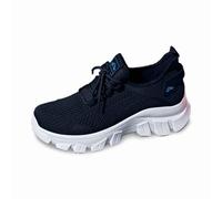 Women‘s Fashion Cusual Sneakers Women Chunky Synthetic Textile Walking Shoes Comforble Breathable Running Air Cushion Arch Support for Spring Summer Hiking Trekking Navy