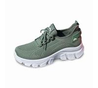 Women‘s Fashion Cusual Sneakers Women Chunky Synthetic Textile Walking Shoes Comforble Breathable Running Air Cushion Arch Support for Spring Summer Hiking Trekking Green