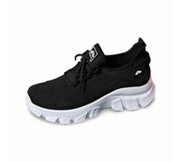 Women‘s Fashion Cusual Sneakers Women Chunky Synthetic Textile Walking Shoes Comforble Breathable Running Air Cushion Arch Support for Spring Summer Hiking Trekking Black