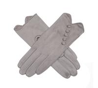 Women’s Faux Suede Gloves with Buttons - Dove Grey/Dove Grey / One