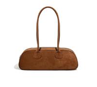 Women’s Faux Suede Long Handled Underarm Handbag, 2025 Trendy Bohemian Luxury Phone Bag, Brown Solid, Stylish UK Shoulder Purse, Vintage-Inspired Design