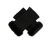 Women’s Fingerless Faux Fur-Lined Suede Mittens with Faux Fur Trim - Black / M
