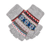 Women’s Fingerless Jacquard Fair Isle Knitted Gloves - DOVE GREY / ONE