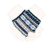 Women’s Fingerless Jacquard Fair Isle Knitted Gloves - WINTER WHITE / ONE
