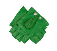 Women’s Fingerless Leather Driving Gloves - Emerald / L