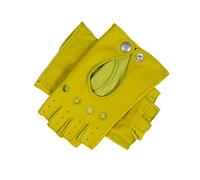 Women’s Fingerless Leather Driving Gloves - Lime / S