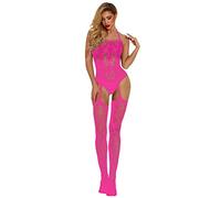 Women’s Fishnet Body Stockings Full Body Lingerie Alluring Fishnet Nightwear for Romantic Date Long Sleeve Babydolls Party Mini Dress Mesh Stockings Tights One Size Stretchy Bottoming Suit
