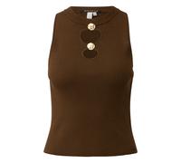 Women’s Fitted Knitted Tank Top with Cutouts and Gold Buttons QS Marron XL
