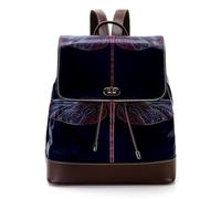 Women’s Flap Backpack Purse Art Dragonfly with Heart PU Leather Work Travel Rucksack Daypack for Ladies Girls