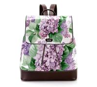 Women’s Flap Backpack Purse Beautiful Lilacs Seamless Pattern PU Leather Work Travel Rucksack Daypack for Ladies Girls