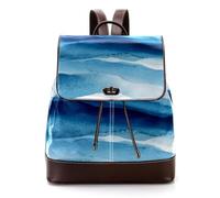 Women’s Flap Backpack Purse Blue and White Frozen River under Ice PU Leather Work Travel Rucksack Daypack for Ladies Girls