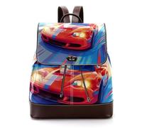 Women’s Flap Backpack Purse Cool Race Cars on Bright the Racing Track PU Leather Work Travel Rucksack Daypack for Ladies Girls