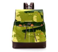 Women’s Flap Backpack Purse Cute Animals Cartoon Crocodile PU Leather Work Travel Rucksack Daypack for Ladies Girls