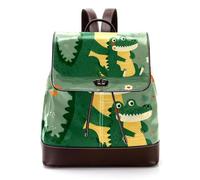 Women’s Flap Backpack Purse Cute Cartoon Animals Crocodile PU Leather Work Travel Rucksack Daypack for Ladies Girls