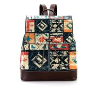 Women’s Flap Backpack Purse Ethnic Abstract Seamless Background PU Leather Work Travel Rucksack Daypack for Ladies Girls