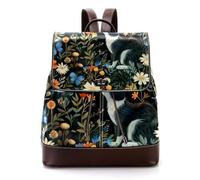 Women’s Flap Backpack Purse Little Kittens Walk Among Flowers and Butterflies PU Leather Work Travel Rucksack Daypack for Ladies Girls