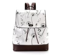 Women’s Flap Backpack Purse Meadow Wild Flowers Silhouettes PU Leather Work Travel Rucksack Daypack for Ladies Girls