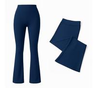 Women’s Flared Trouser High Waist Ladies Boot Cut 27", 29" & 31" Leg Length Ribbed Stretch Work Pants -Pull On Flare Bottom for Women Gym Office Work wear Slack- Navy 14W/31L