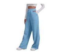 Women’s Fleece Lined Sweatpants Winter Fluffy Warm Pants Drawstring Athletic Tracksuit Wide Straight Leg Pants Bottom Sweatpants Joggers Pants Workout High Waisted Yoga Pants (02-Light Blue, M)