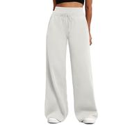 Women’s Fleece Lined Winter Joggers - High Waisted Cosy Sweatpants, Thick Warm for Cold Weather Tracksuit Bottoms Lounge Trousers with Pocket White