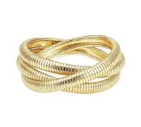 Women’s Flexible Coil Wrap Bracelet - Gold-Tone Stainless Steel Snake Chain Bangle, Adjustable Multi-Layer Stackable Fashion Jewelry