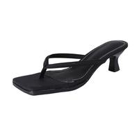 Women’s Flip-Flops Kitten Heels Thong Sandals Mules for Women Square Toe Slip on Fashion Summer Dress Slide Sandals Party Shoes Backless Slippers Ladies Footwear UK