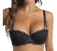 Women’s Floral Lace Underwired Push Up Bra, Non-Padded Soft Cup Plunge Design with Full Coverage & Adjustable Straps, Comfortable Bralette for Everyday Wear
