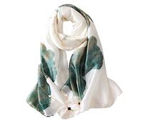 Women’s Floral Silk Scarf, Ladies Silk Scarf Beige Lotus Flowers Simple Stylish Wraps Brighten Skin Color Floral Satin Scarves Luxury Gifts for Women Ladies Girls by Voonlay loppasa-180*90cm