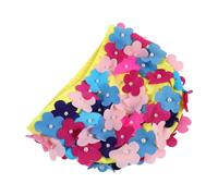 Women’s Floral Swim Cap for Long Hair, Retro Nylon Design | Pool and Beach Use, Lightweight Waterproof Secure Fit, Colourful Petal Style, Ladies Bathing Cap