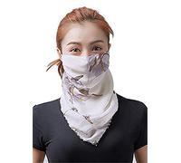 Women’s Flower Pattern Chiffon Protective Dust Cover Reusable Breathable Adjustable Scarf Face Neck Sun Protection 50+ UV Protective Cover for Face Neck Anti-dust Cover Bandana for Outdoor Activities