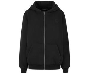 Women’s fluffy zip-up hoodie Miss Tee Peace Sign EMB Noir L