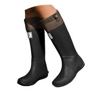Women’s Foldable Mid Calf Wellies Rain Boots- Rubber Boot with Adjustable Cuff Drawtring Anti Slip Lightweight Wellington Boots Full Length Knee High for Festival & Gardening Outdoor Work Footwear
