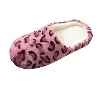Women’s Fuzzy Memory Foam Slippers Indoor House Shoes, Fleece Lined Leopard Print Warm Slippers, Non Slip Sole Bedroom Mules, Soft Plush Cushioned Flat Sole Slippers for Carpeted Hallway Wear