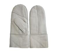 Women’s Genuine Sheepskin Mittens Premium Leather Winter Gloves Shearling Wool Lining - Grey S