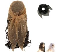 Women’s Glitter Decor Head Scarf, 31.5 Inch Rhinestone Sequin Hair Wrap, Solid Colour Sparkle Scarf for Daily Wear, Festival, Party Accessories (Champagne, 1 count (Pack of 1))