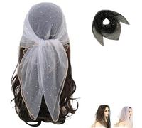 Women’s Glitter Decor Head Scarf, 31.5 Inch Rhinestone Sequin Hair Wrap, Solid Colour Sparkle Scarf for Daily Wear, Festival, Party Accessories (White, 1 count (Pack of 1))