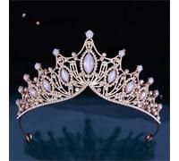 Women’S Gold Tone Pageant Diadem With Colorful Opal And Crystal Rhinestones A Bridal Tiara Crown Hair Accessory For Galas And